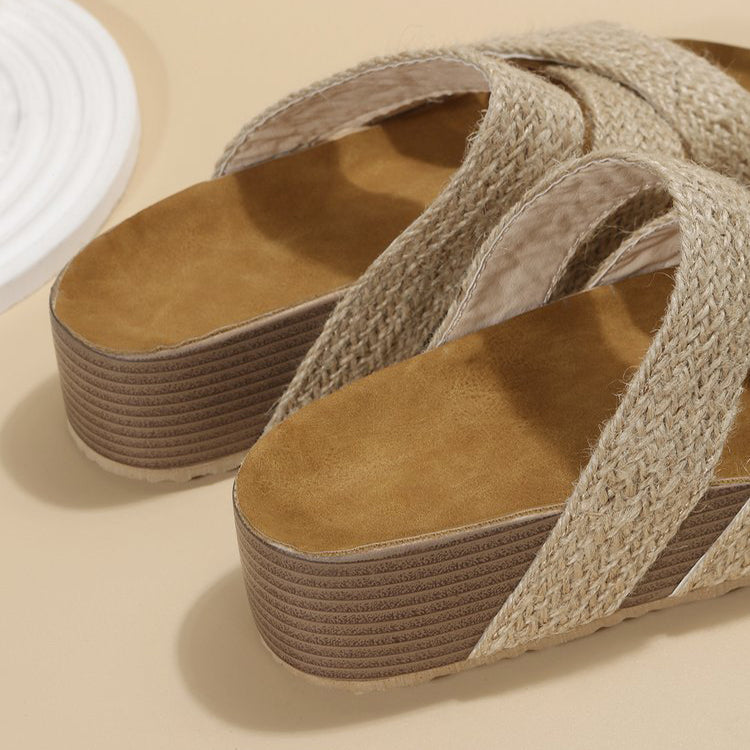 Woven Cross-strap Slippers Summer Shoes