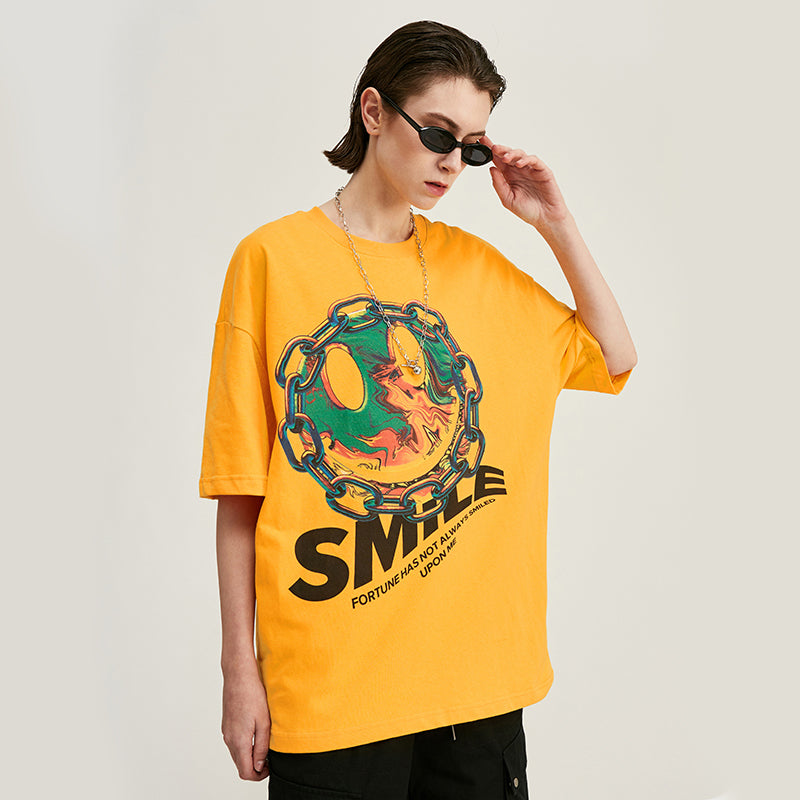 Smiley printed short-sleeved T-shirt for men