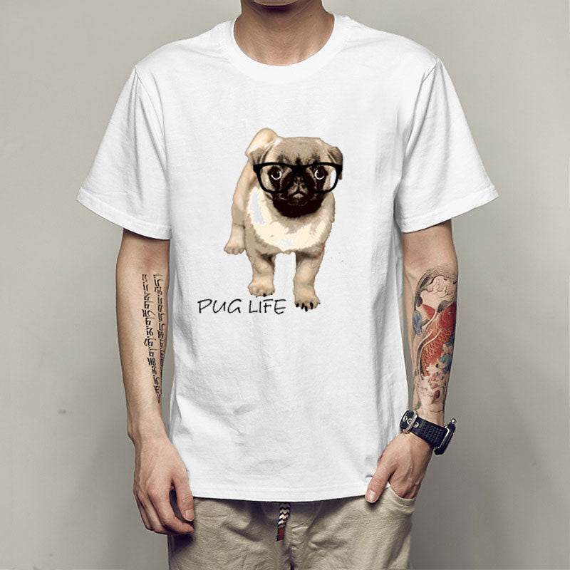 Personality spoof pug men T-shirt