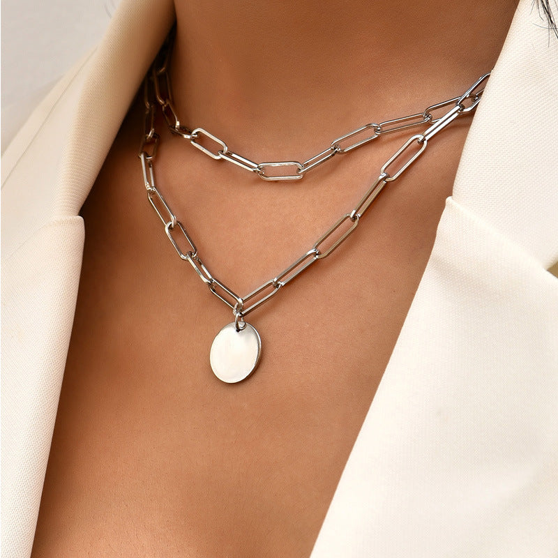 Geometric Square Pearl Double Layer Necklace