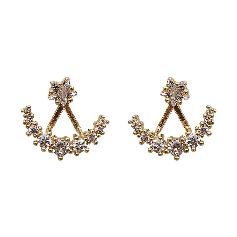 Women's Exquisite Zirconium Diamond Moon Stud Earrings