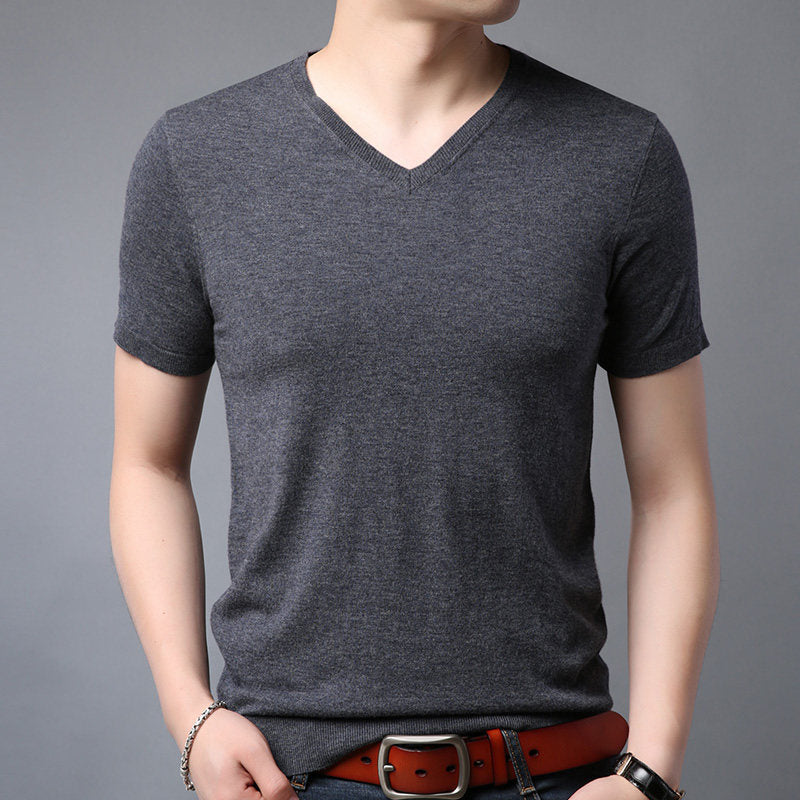 Wool Spring Short-sleeved T-shirt for Men
