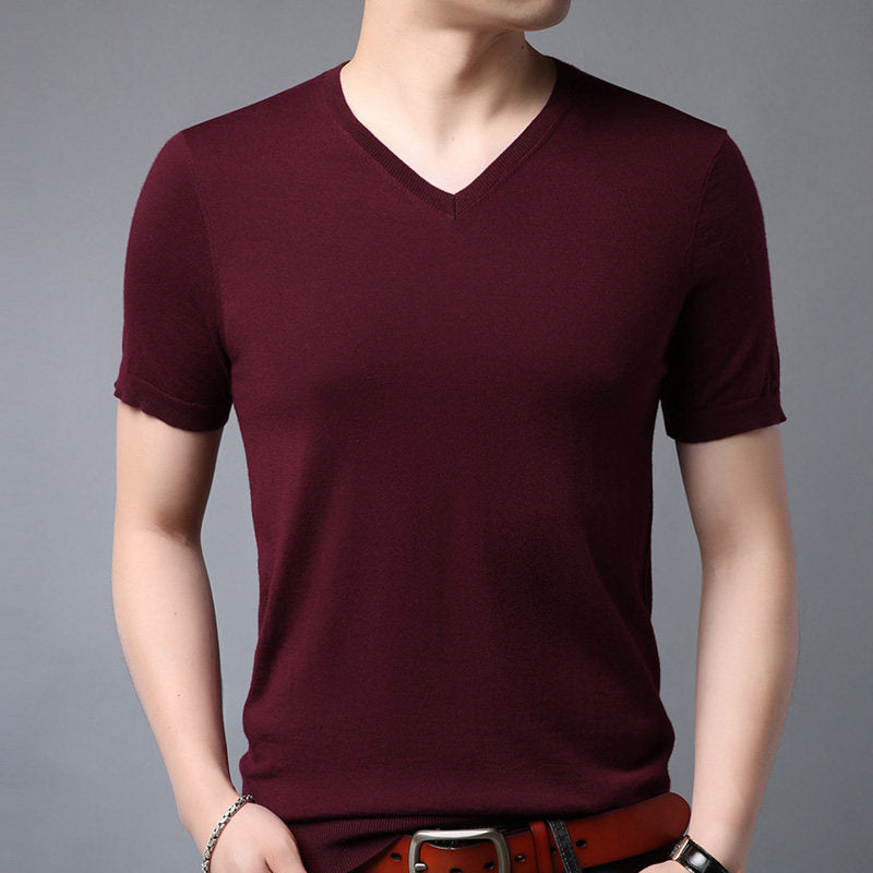 Wool Spring Short-sleeved T-shirt for Men