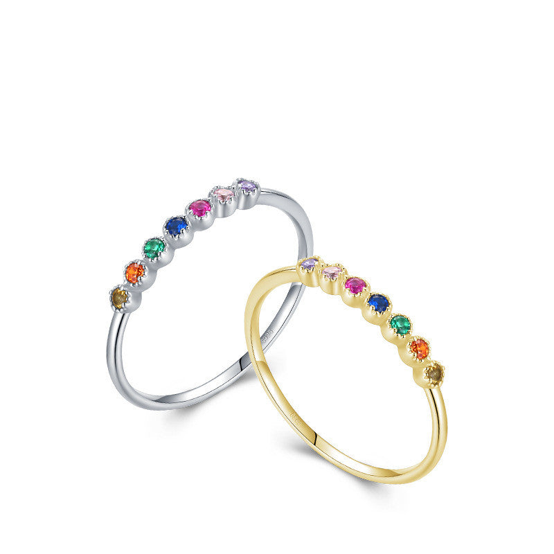 Candy Colored Zircon Ring Rainbow