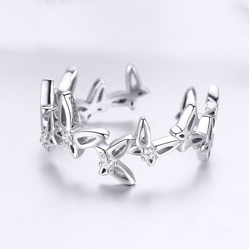 Niche Design Butterfly White Gold Plated Ring