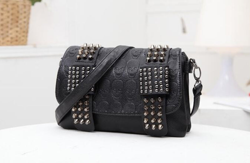 Fashion Women Black Leather Messenger Bags