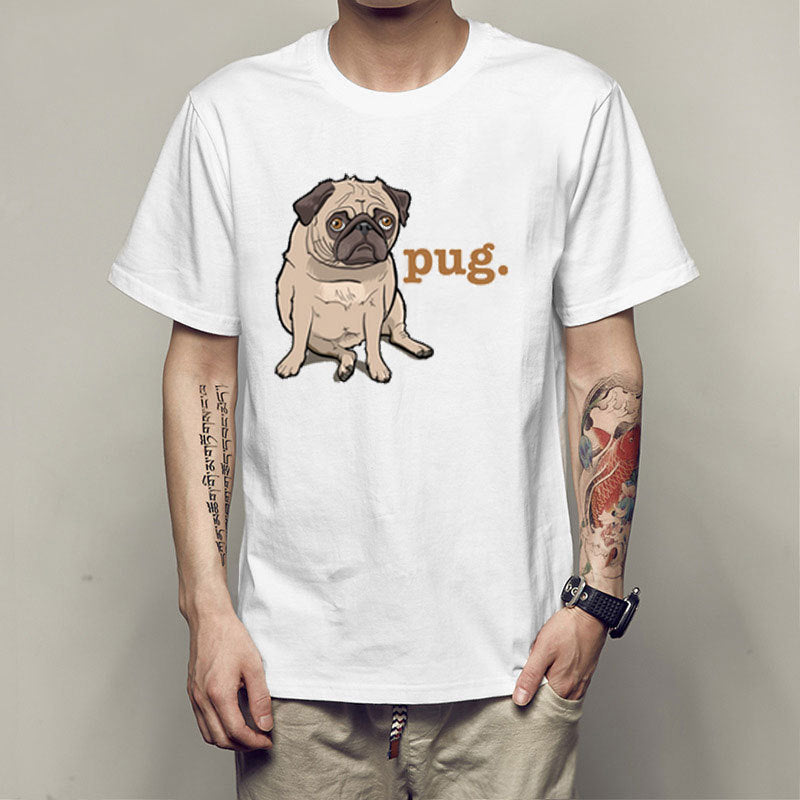 Personality spoof pug men T-shirt