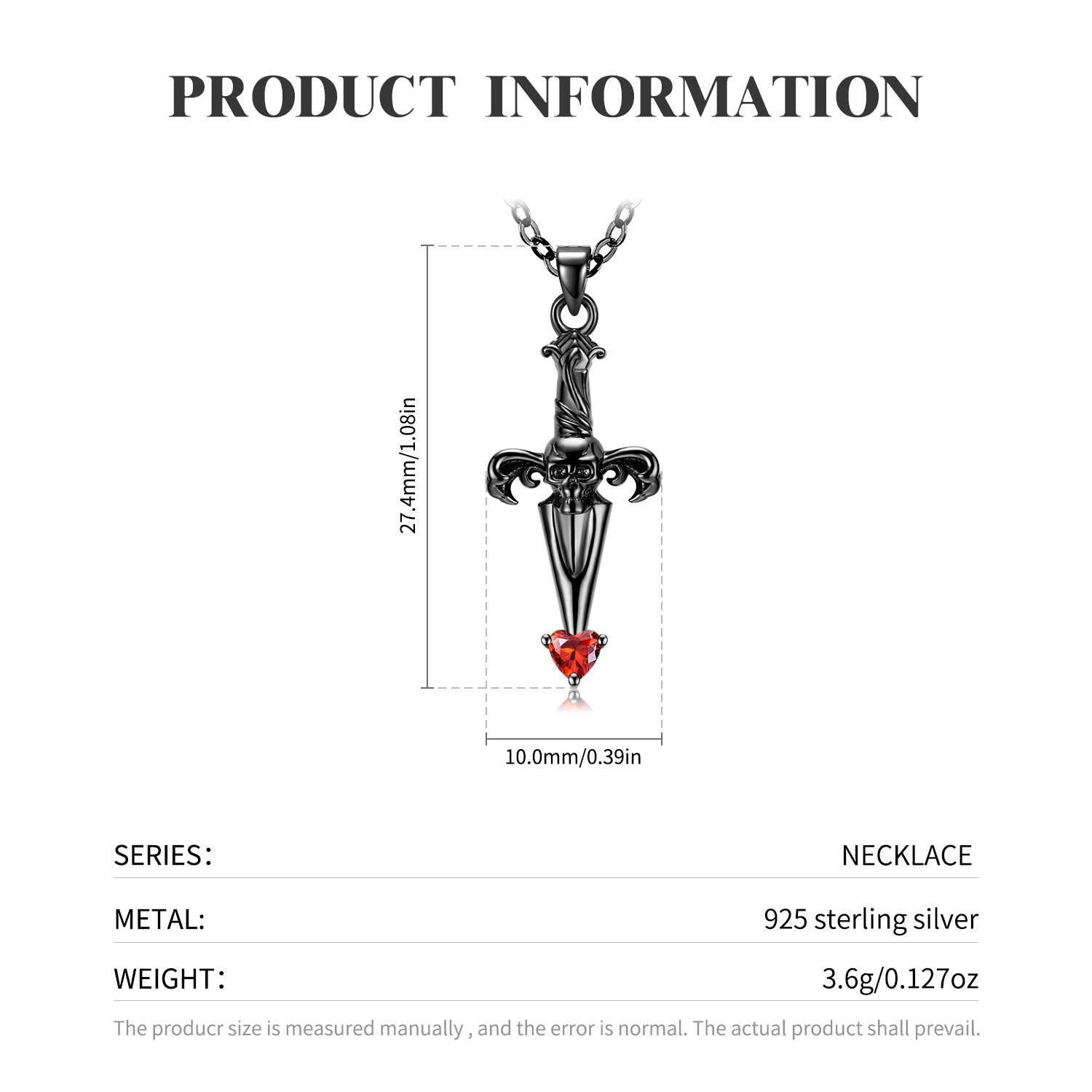 Original Design Cross Sword Pierced Necklace