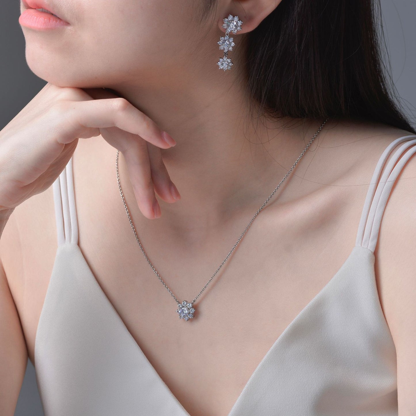 Sapphire Jewellery Floral Full Diamond Earrings